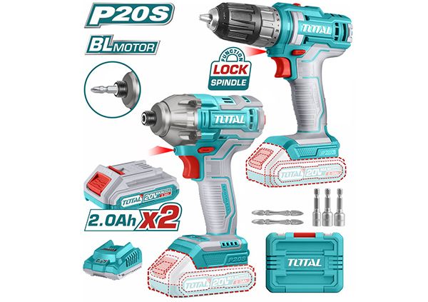 Գայլիկոնիչի և մանեկադարձիչի հավաքածու 20Վ 2 մարտկոցով TOTAL TOSLI230708 35071