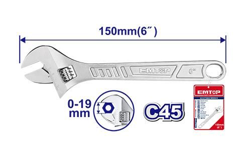 Ключ разводной Emtop EAWH130622
