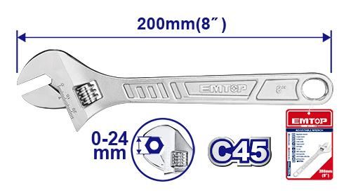 Ключ разводной Emtop EAWH130822