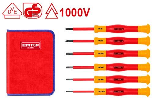 Набор точных изолированных отверток 6шт Emtop EKIPSD0601
