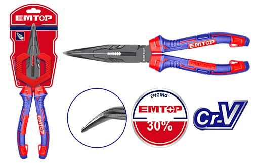 Тонкогубцы изогнутые  с увеличенным рычагом Emtop EPLRB0821