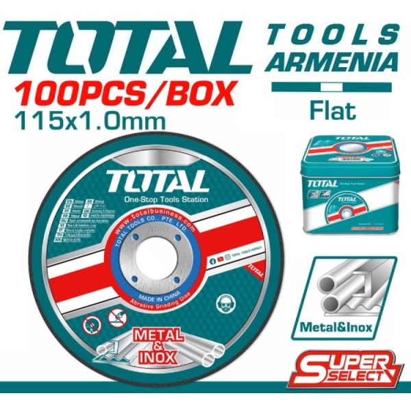 Набор абразивных отрезных дисков 115х1.2х22.2 мм 100шт (TAC210115100)