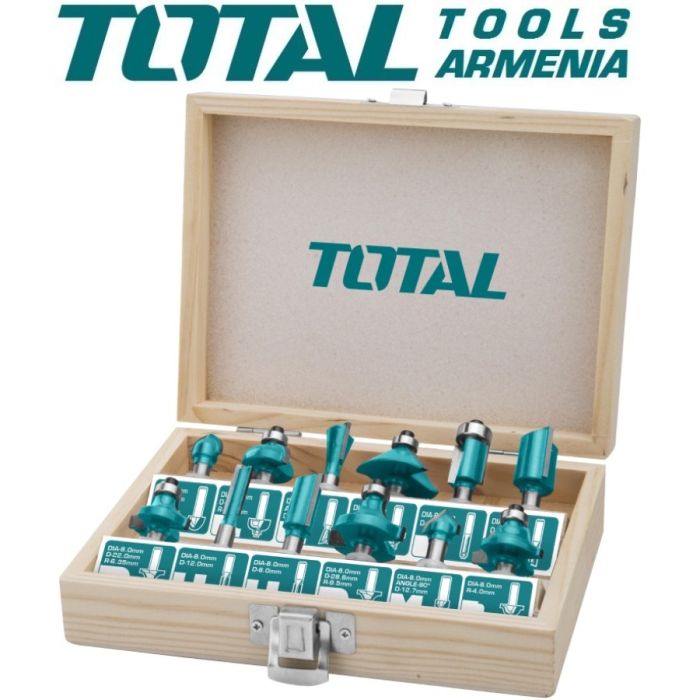 Набор бит для фрезерного станка - 6 мм 12шт (TACSR0121)