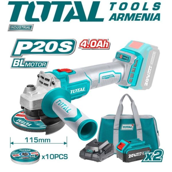 Аккумуляторная угловая шлифовальная машина 20 В (TAGLI2011582)