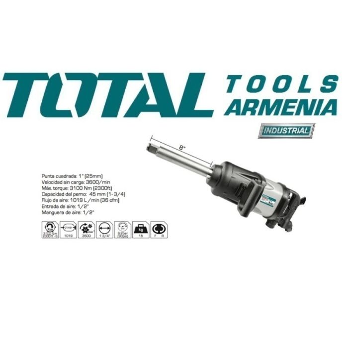 Пневматический ударный гайковерт 3100 Нм/6.2 атм/25 мм(1 дюйма) (TAT40111)