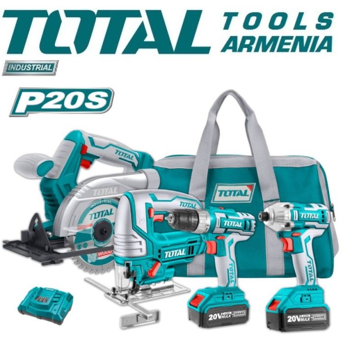 Набор аккумуляторных инструментов 20 В, 4 А (TCKLI2010)