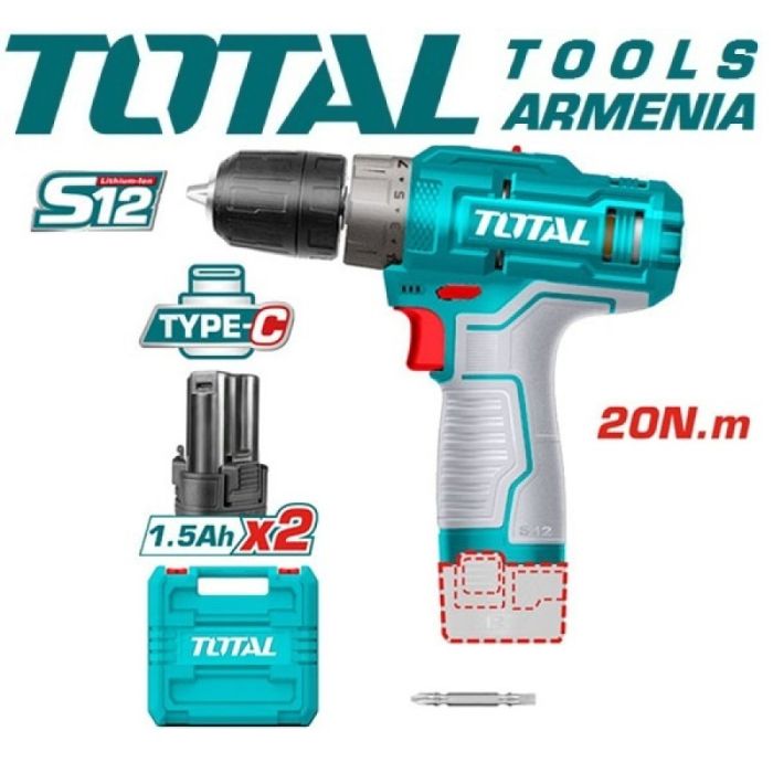 Lithium-Ion cordless drill 12V / 1.5Ah / 20Nm (TDLI12202)