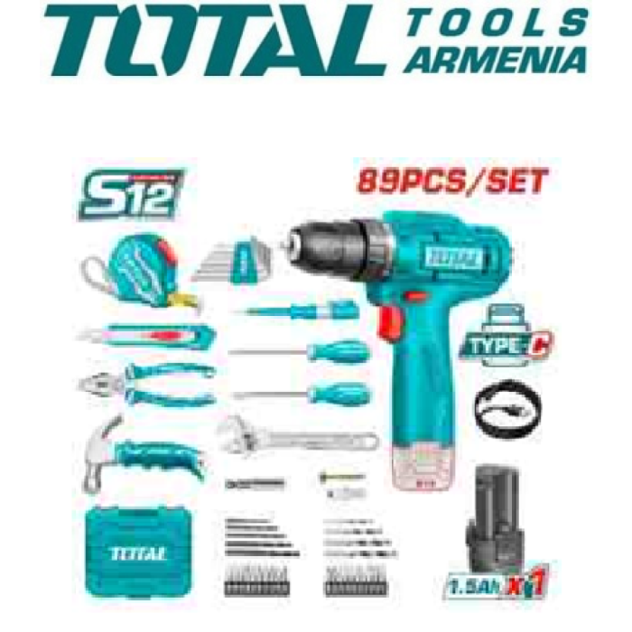 Impact Drill - Screwdriver  Tool Kits  89 pcs (THKTHP10892)