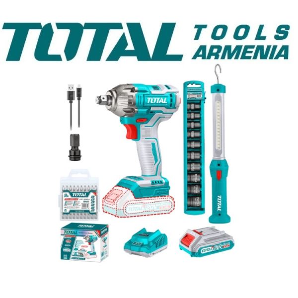 Комплект аккумуляторного ударного гайковерта и светодиодного фонаря (TOSLI231004)