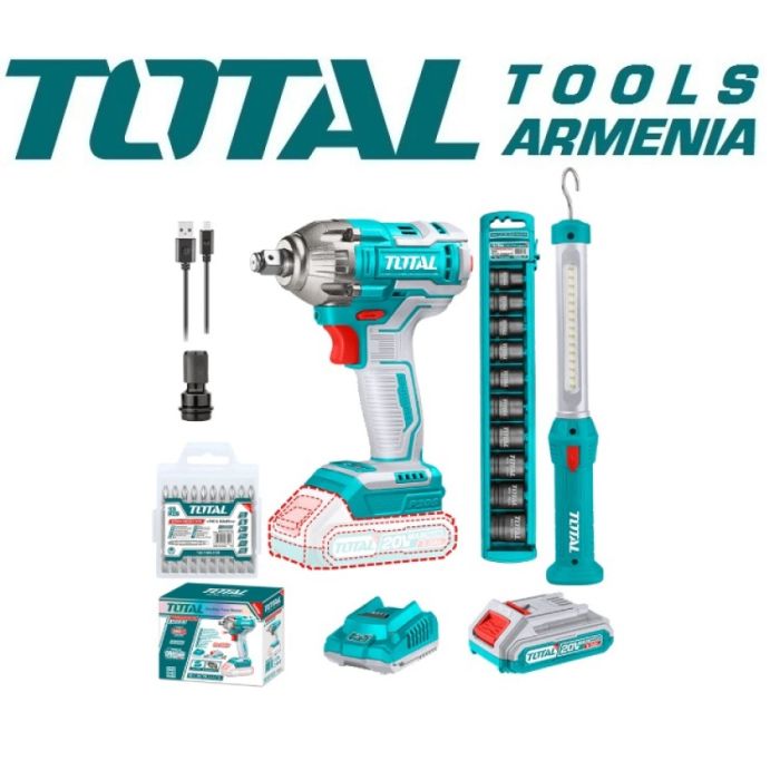 Комплект аккумуляторного ударного гайковерта и светодиодного фонаря (TOSLI231004)