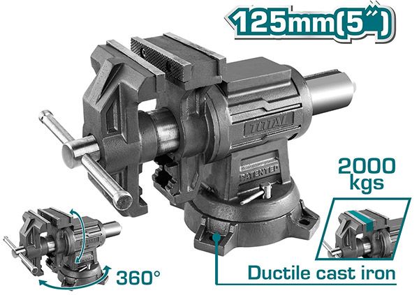 Слесарные тиски с наковальней 125мм (THTMF6156)